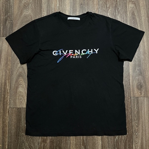 Givenchy Paris Degrade Embroidered Logo Regular Fit T-Shirt